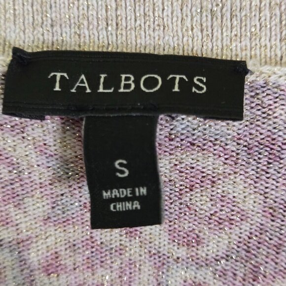Talbots Vintage Burgundy Print Metallic Cardigan Sweater Size S - Picture 6 of 7